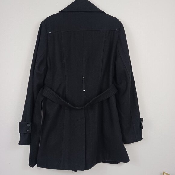 KENNETH COLE black coat women's size 16 wool zipper mid length - Picture 2 of 7
